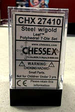 Chessex OOP Steel with Gold 7 Leaf Polyhedral...
