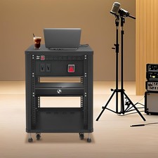 19'' 15U AV Equipment Rack w/ Caster Wheels Universal Network & Stereo Stand