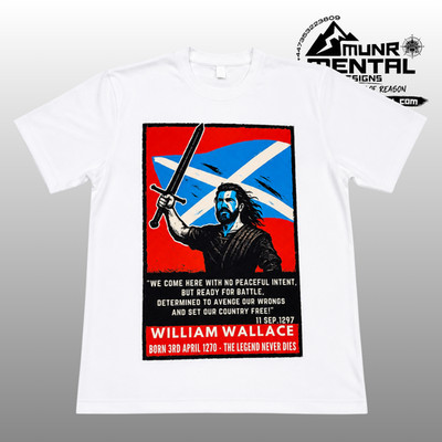 William Wallace T-Shirt Scottish Freedom Legend Tee Polyester Front Back Print