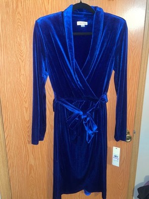 Calvin Klein Velvet Blue Dress with shoulder pads size 6