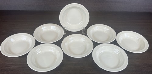8 Adams England Empress White Ironstone Rimmed Fruit Dessert Bowls Ribbed Detail - Picture 3 of 11