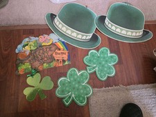 Vintage Saint Patrick  s Day Die Cut Cardboard Cutouts Lot of 6