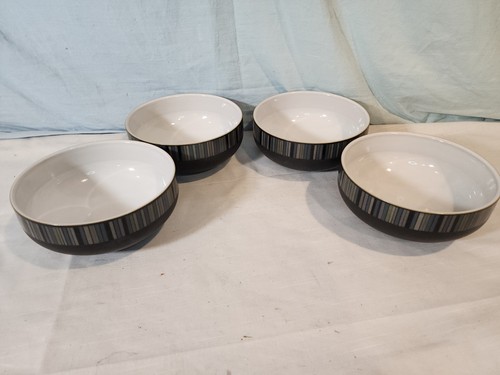 DENBY Jet Stripes, Soup/Cereal Bowls, Set of 4, Crafted in England, NICE!