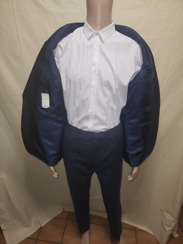 JCREW Men's Navy Herringbone Shawl Collar Tuxedo Suit Size 44R 36W-32L - Picture 6 of 14