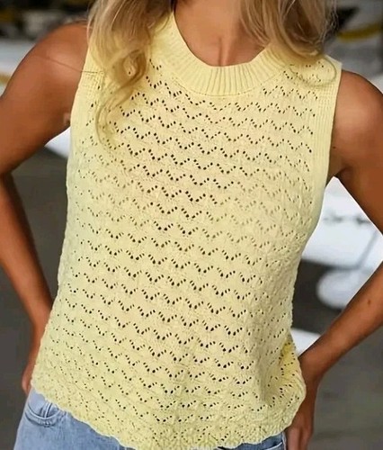 Ladies yellow Lacy Crochet Spring Summer Top Brand New Size 14 lovely - Picture 2 of 6
