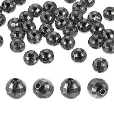 Disco Ball Beads, 50 Pcs 10mm Acrylic Mirror Ball Charm, Black