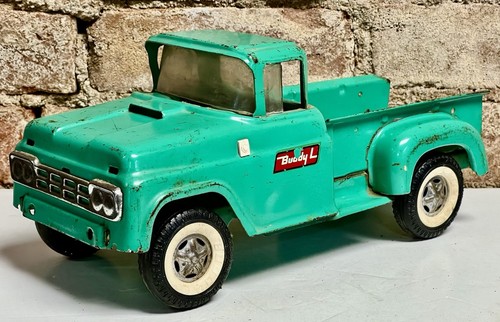 Camioneta pick-up Buddy L verde vintage años 50 suspensión delantera y trasera con resorte - Imagen 4 de 9