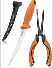 2PC Fishing Tool Kit - 7" Fillet Knife,Fishing Pliers,Multitool Hook Remover