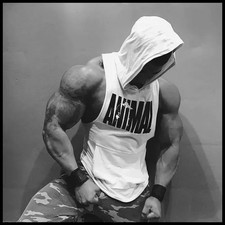 Men's Cotton Sleeveless Tank Top Hooded Vest for Bodybuilding Gym Fitness Traini