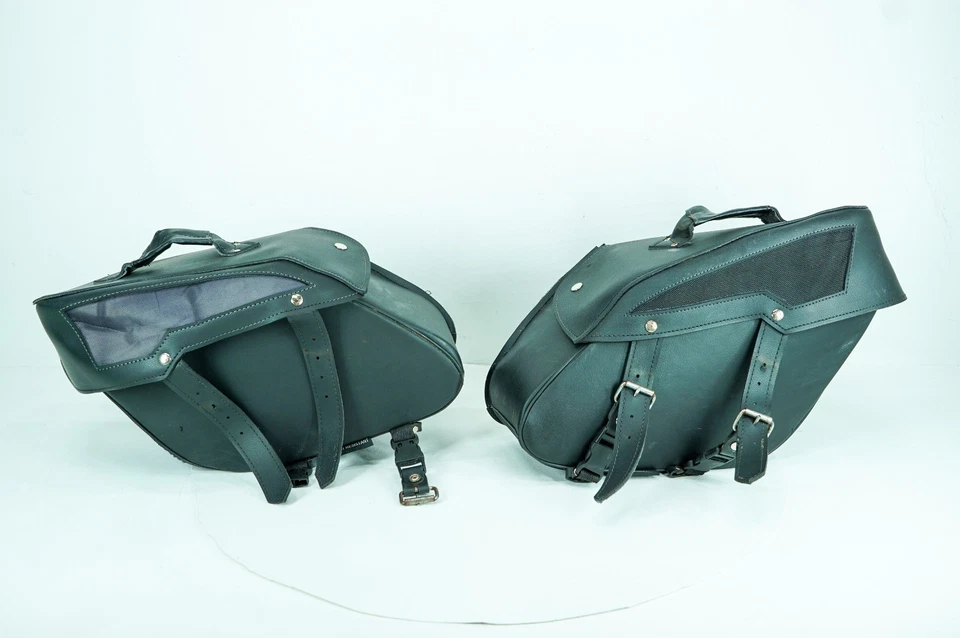 11 Harley Sportster Custom 1200 Rear Left Right Saddlebags Luggage Leather 1366 - Image 3 of 4