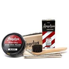 Shoe Shine Kit, Black- Boot and Shoe Polish Wax, Shoe Cream 3oz, Horsehair Br...