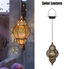 Waterproof Solar Lantern Hanging LED Light Yard Outdoor Garden Flame Lamp Decor