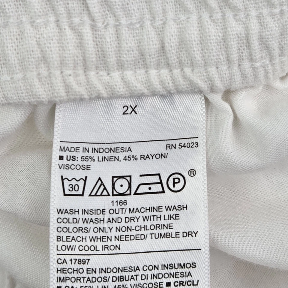 Old Navy Women Pants 2X White Linen Rayon Casual 26" Inseam - Image 3 of 4