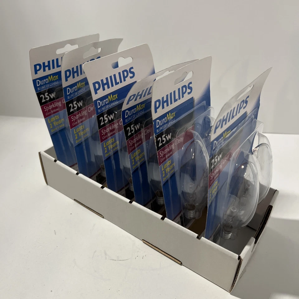 12-25w Philips Duramax B10.5 Candelabra Sparkling Clear Light Bulbs - Image 2 of 4
