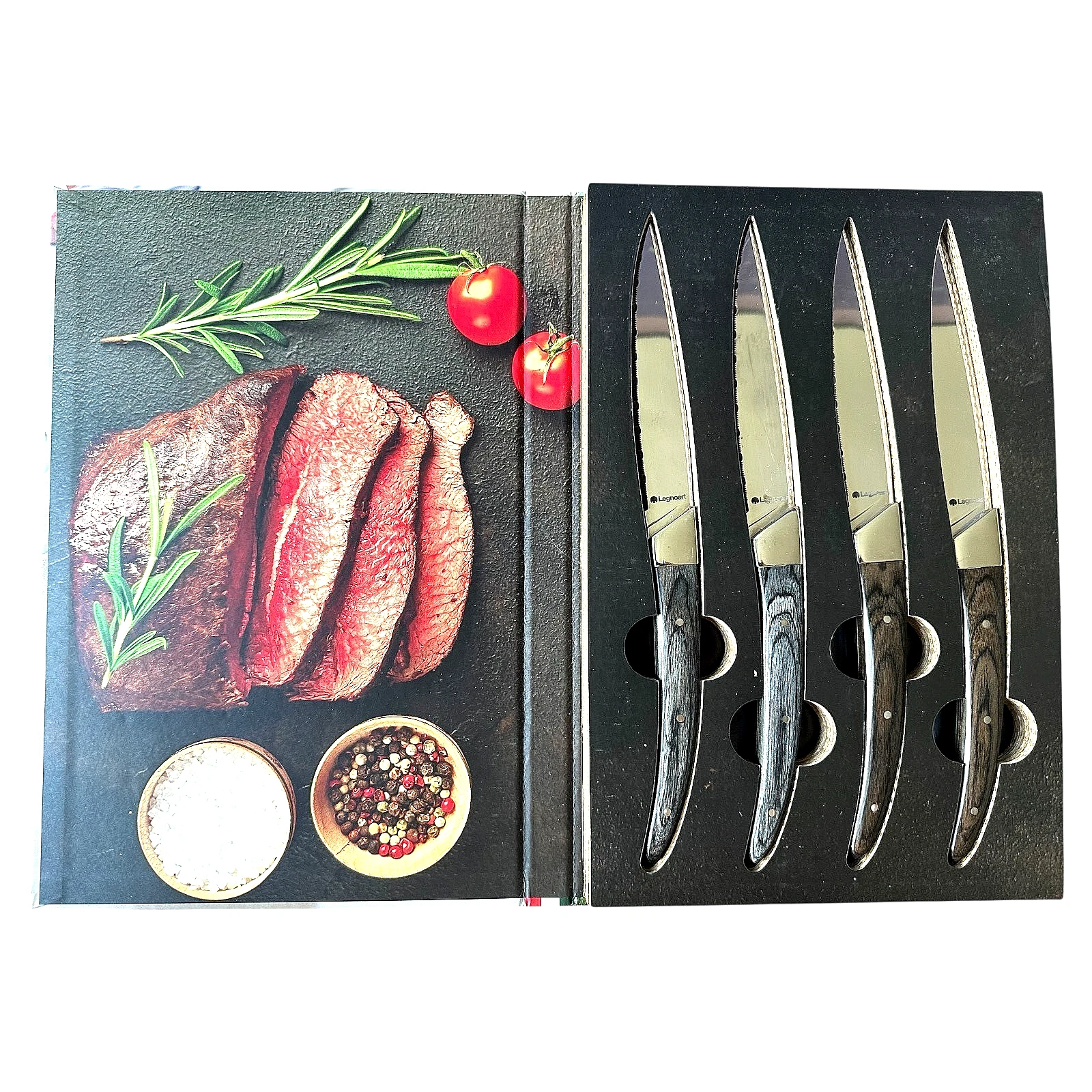 Legnoart Steak Knives Set of 4 | Handcrafted Alloy Steel Wood Handle Gift Box