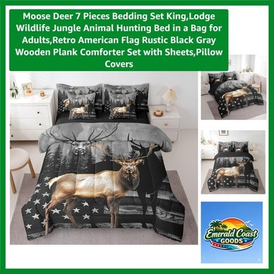 Wildlife Lodge 7-Piece King Bedding Set - Animal Theme Comforter and Sheets