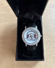 Butler & Wilson Scottie Dog Crystal Watch Black Leather Strap Unused