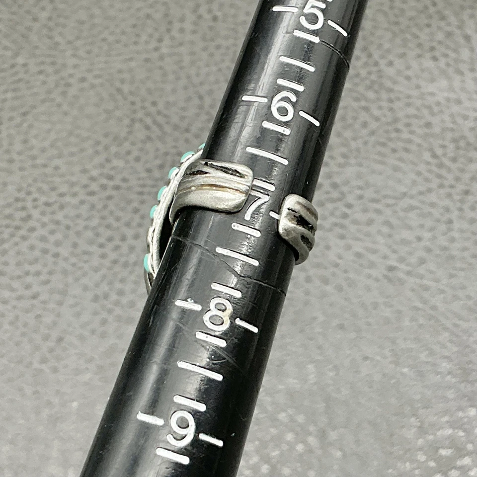 Anillo Chico's llamativo talla 7 turquesa racimo tono plata ajustable boho Foto 3 de 4