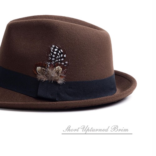 Short Brim Fedora Hats for Men & Women Felt Dress Panama Trilby Hats with Fea... - Bild 2 von 4