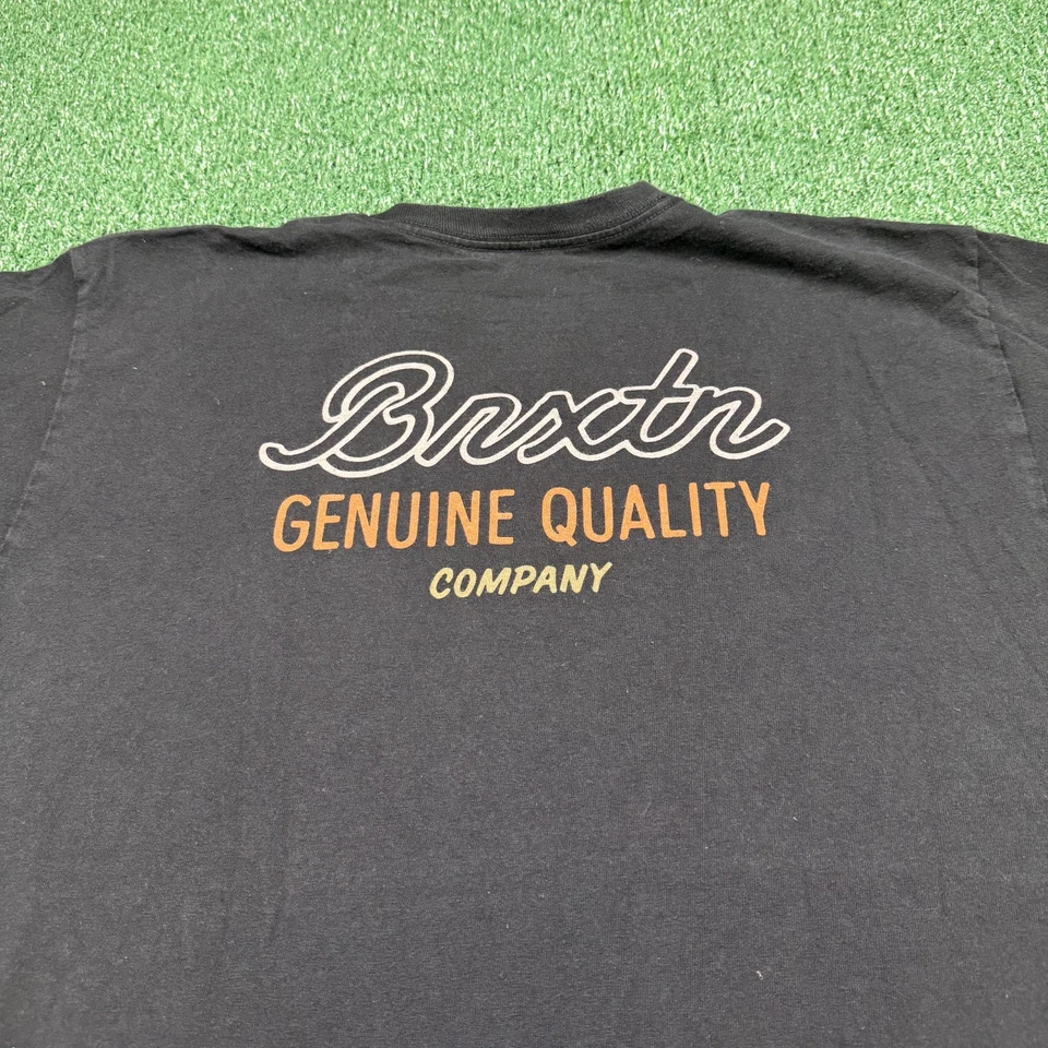 Camiseta gráfica Brixton para hombre talla M negra bolsillo manga corta ropa de calle patinador Foto 4 de 4