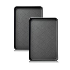 Waterproof Boot Tray Set - 2 Pack, Heavy Duty Indoor/Outdoor Pet Food Mat, 23x15
