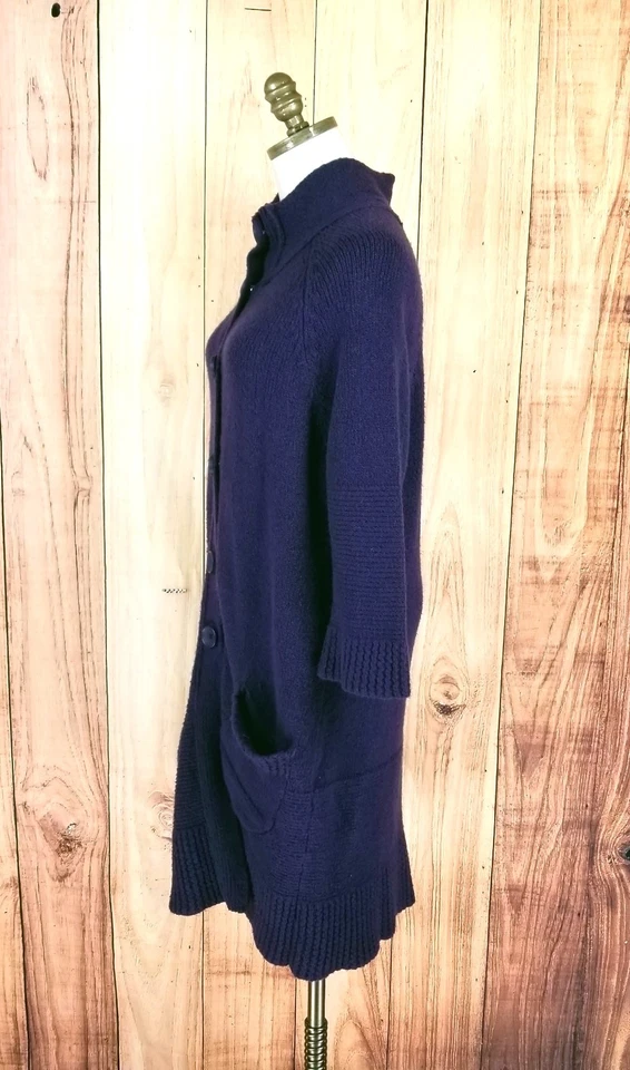 Laurie B Cardigan Duster 毛衣 L 码深紫色大号按扣口袋 — 第 4/4 张图片