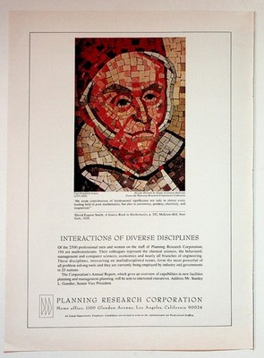 Planning Research Corp Vintage Ad Carl Gauss Mosaic Math Science Recruitment
