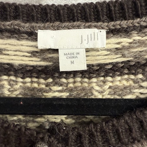 J Jill Strickjacke Pullover mittelbraun Wildwood Fair Isle Wollmischung nordisch kuschelig - Bild 3 von 11