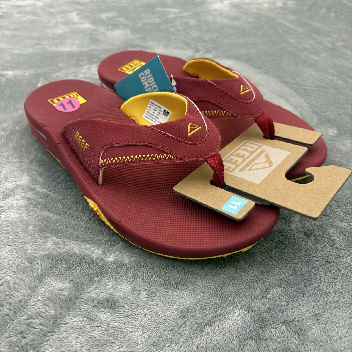 Reef Fanning Pregame / Tailgate Sandals - NWT Mens Size 11 Crimson - #48628-FL4 Amazon.com | Reef Fanning Pregame Mens Bottle Opener Flip  main image 4