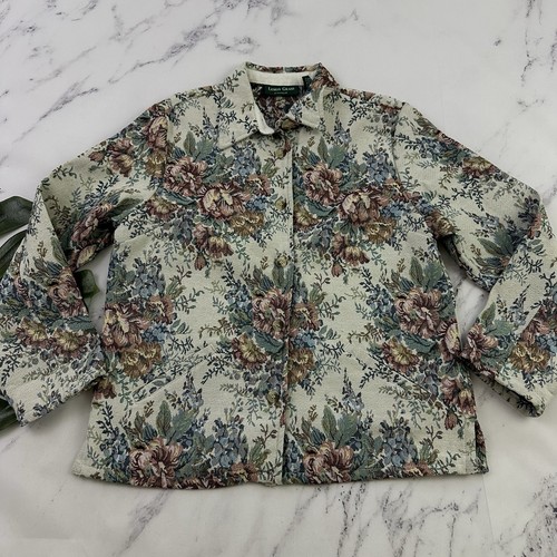 Lemon Grass Womens Vintage 90s Tapestry Woven Jacket Size M P Cream Pink Floral