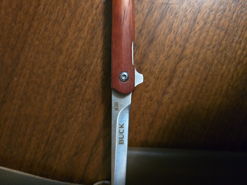 Buck M390 Pocketknife Wood Handle Clip Point Plain Edge w/ Sheath & Box