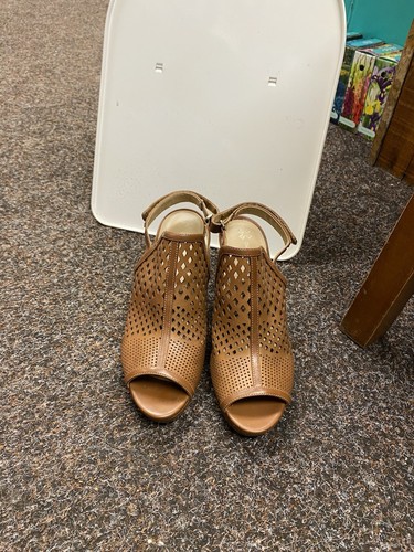 Naturalizer Pola Brown Contour 3 1/2" Platform Leather Blend Heels Size 7 1/2" - Picture 15 of 19