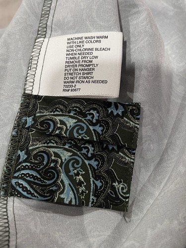 J. Ferrar Men's Short Sleeve Button Down Paisley Green Shirt Rayon Size L - Picture 7 of 8