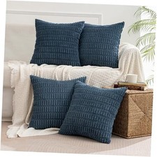 Pack of 4 Corduroy Decorative Throw Pillow Covers 18" x 18" Pack of 4 Blue