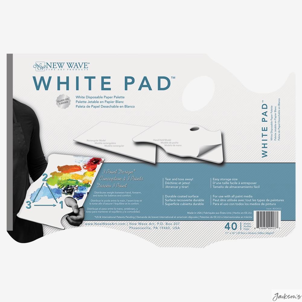 New Wave White Pad Disposable Paper Palette 11x16in Hand Held Painting