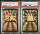 2021 CHARIZARD #4 & PIKACHU #58 POKEMON UPC CELEBRATIONS METAL CARD PSA 9 set