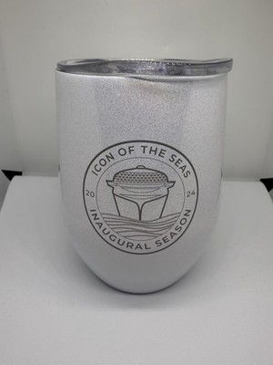 New Royal Caribbean Icon of the Seas Covered SS Wine Tumbler INAUGURAL  White G2
