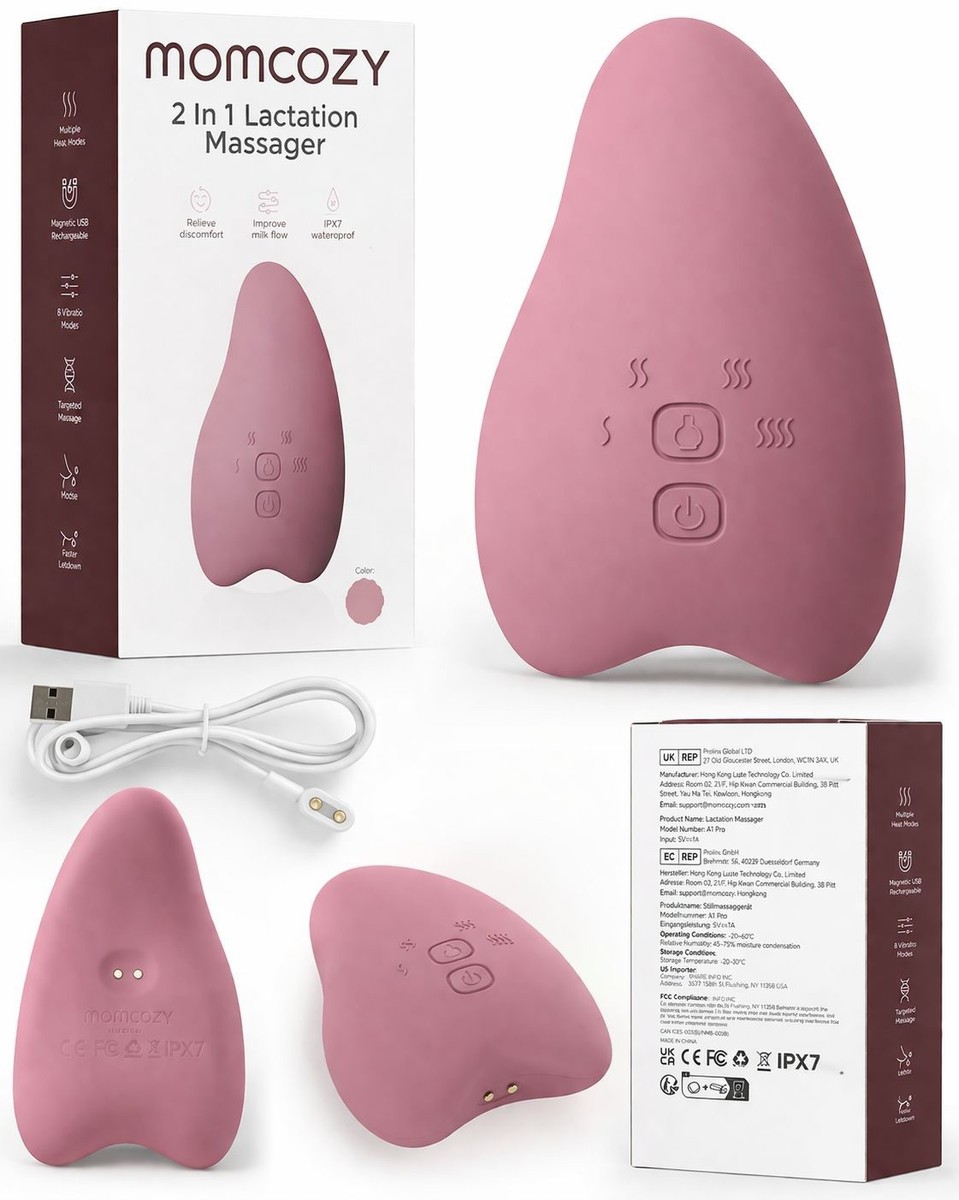 lactating sex toy Momcozy Lactation Massager for Breastfeeding, Heat & Vibration, Used with  Various Breast Pump, Nursing Pumping Bra main image 1