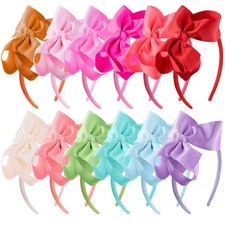 Bow Headbands for Girls 12 Pieces Grosgrain Ribbon in 12 Assorted Colors