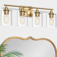 Brushed Gold Vanity Light,4 Light Gold Bathroom Light Fixtures,Bathroom Light...