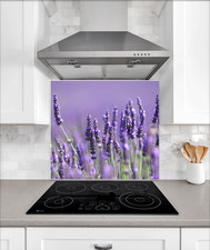 Lavender flowers in a field heat resistant glass kitchen splashback