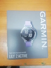 BNIB GARMIN Lily 2 Active Silver Smartwatch Silicone Band Purple Lavender Color