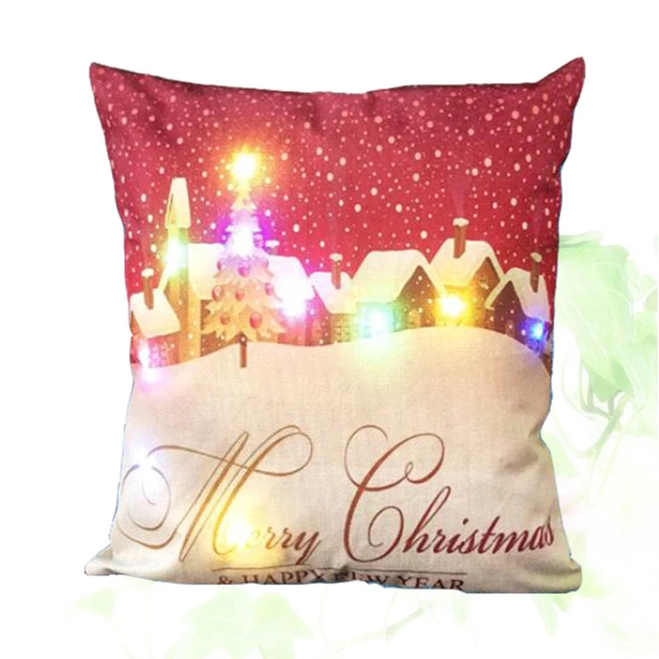 LED taie d'oreiller sur le thème de noël lin Festival housse de coussin coussin - Photo 4/4