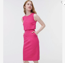 J. Crew Sleeveless Going-Places Dress Bi-Stretch Cotton Hot Pink Modest 10 NWT