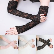Lace  Cotton UV Protection Sun Block Bridal Driving Gloves Arm Sleeves Long AU