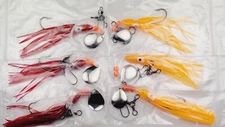 6 Saltwater Fishing Rigs Squid Teaser 2 colors Spinner Flounder Fluke Rig Y32-1