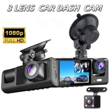 3 Way Dash Cam for Uber/Taxi 1080P Front Interior Cabin Rear Camera w/G-Sensor