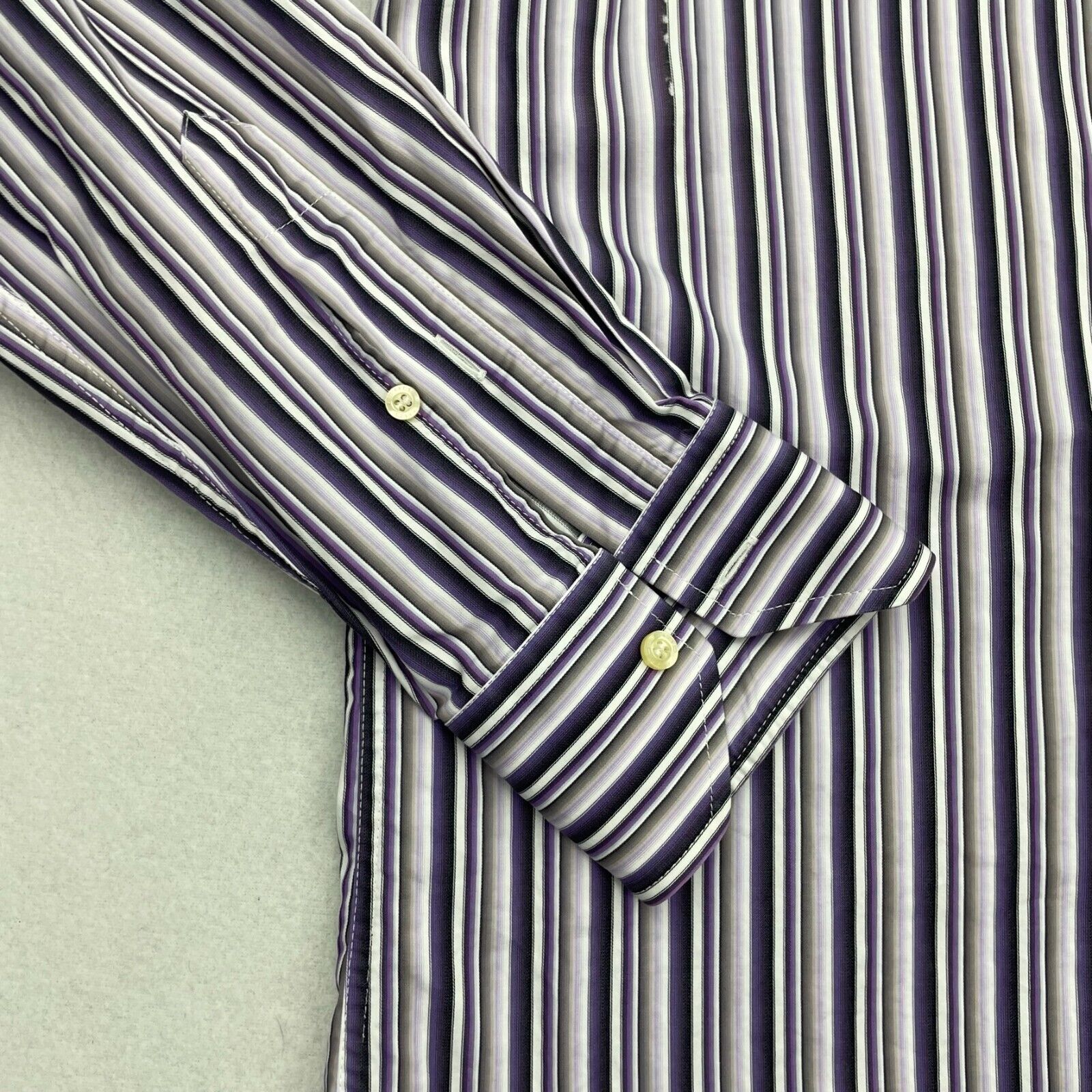 ETRO Mens Purple White Striped Long Sleeve Button… - image 4