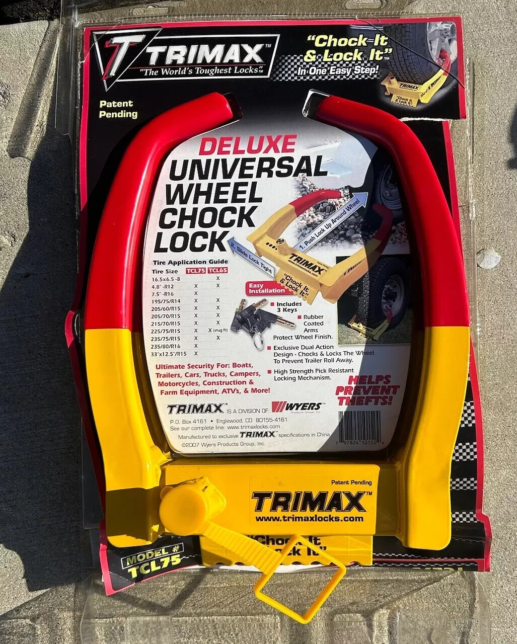 Trimax TCL65 Deluxe Universal Wheel Chock LockYellow/Red NO KEY eBay