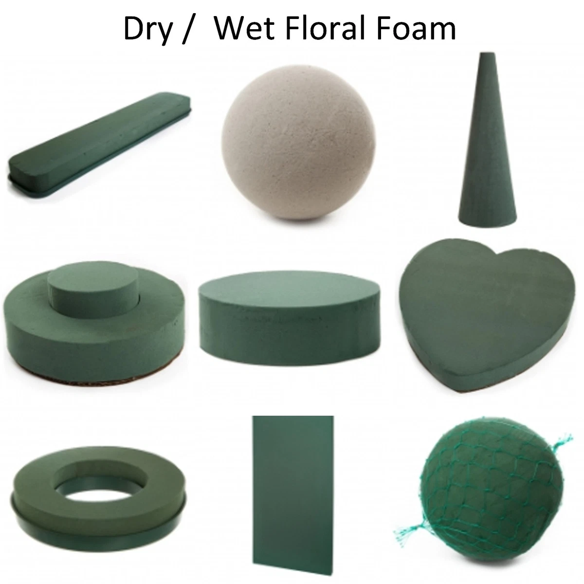Wet / Dry Floral Foam Brick Block Many Shapes, Oasis Floral Foam Wet